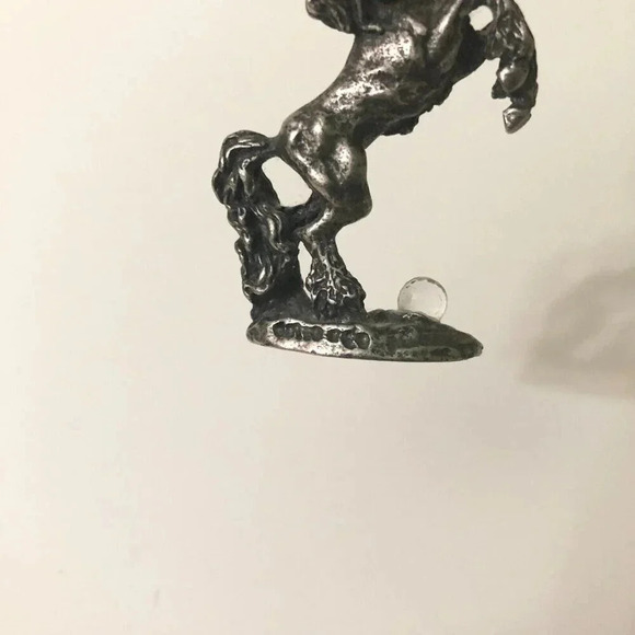 Vintage Unicorn  Figurine Crystal Ball Pewter Sculpture 2.5 Inch Tall - Picture 7 of 9
